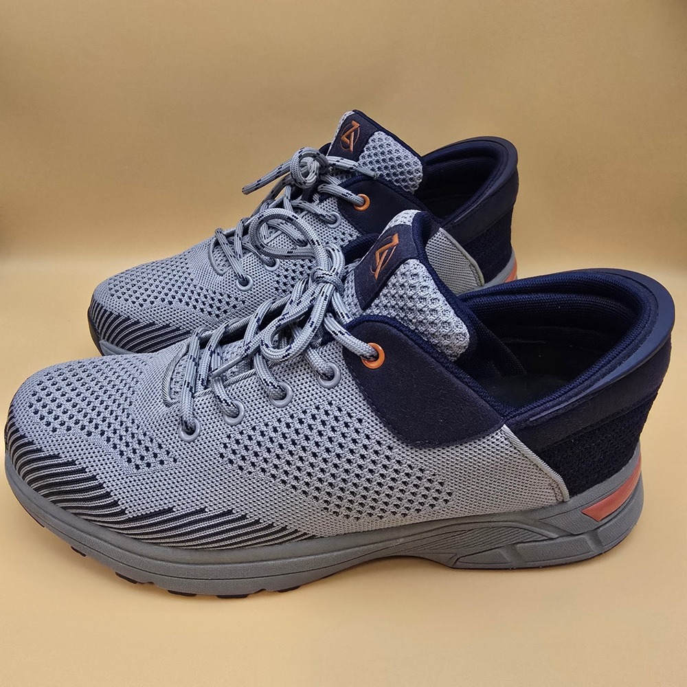 Zeba Hands-Free Shoes Gray Blue Orange Mens 11 Slip On Walking Sneakers Knit
